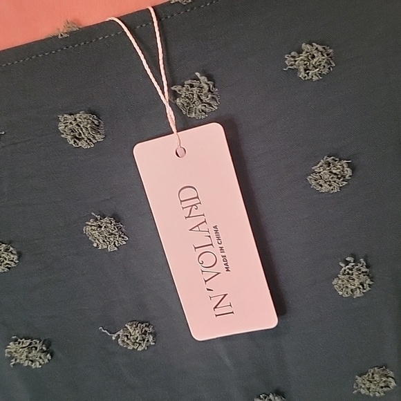 IN'VOLAND,  Size 22W V Neck Short Sleeve Flowy Tunic with Swiss Dots, NEW - Picture 5 of 14